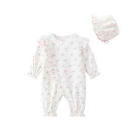 Infant Girls White Floral Printed Cotton Romper