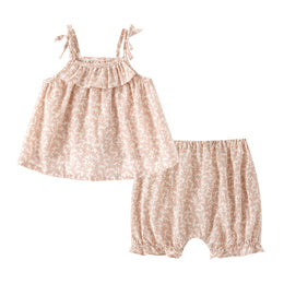 Girls Floral Printed Pure Cotton Top with Shorts