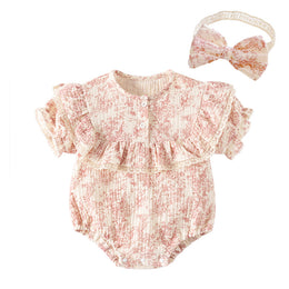 Infants Printed Bodysuit With Head Band