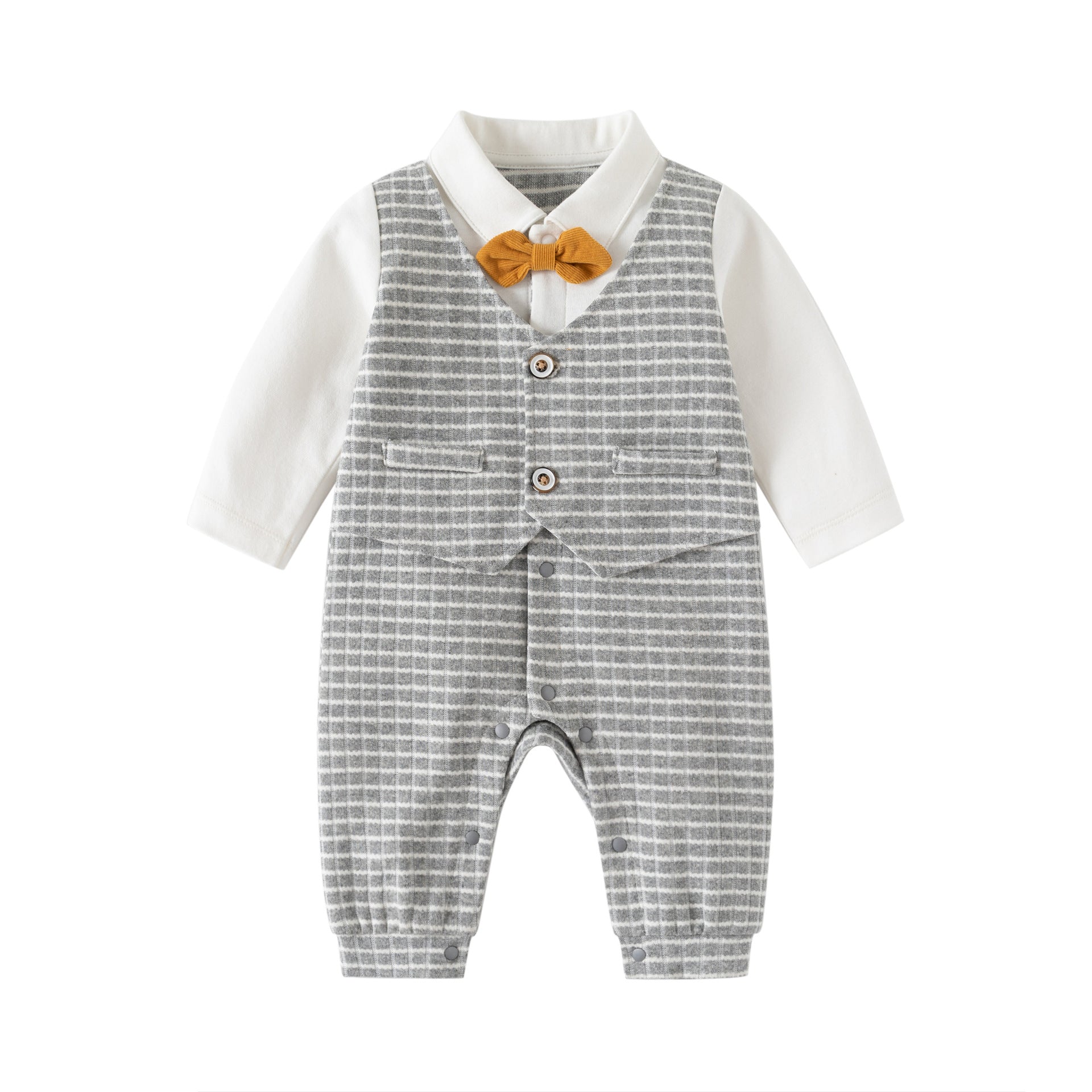Infant Boys Checked Cotton Rompers