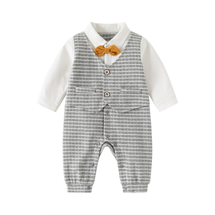 Infant Boys Checked Cotton Rompers