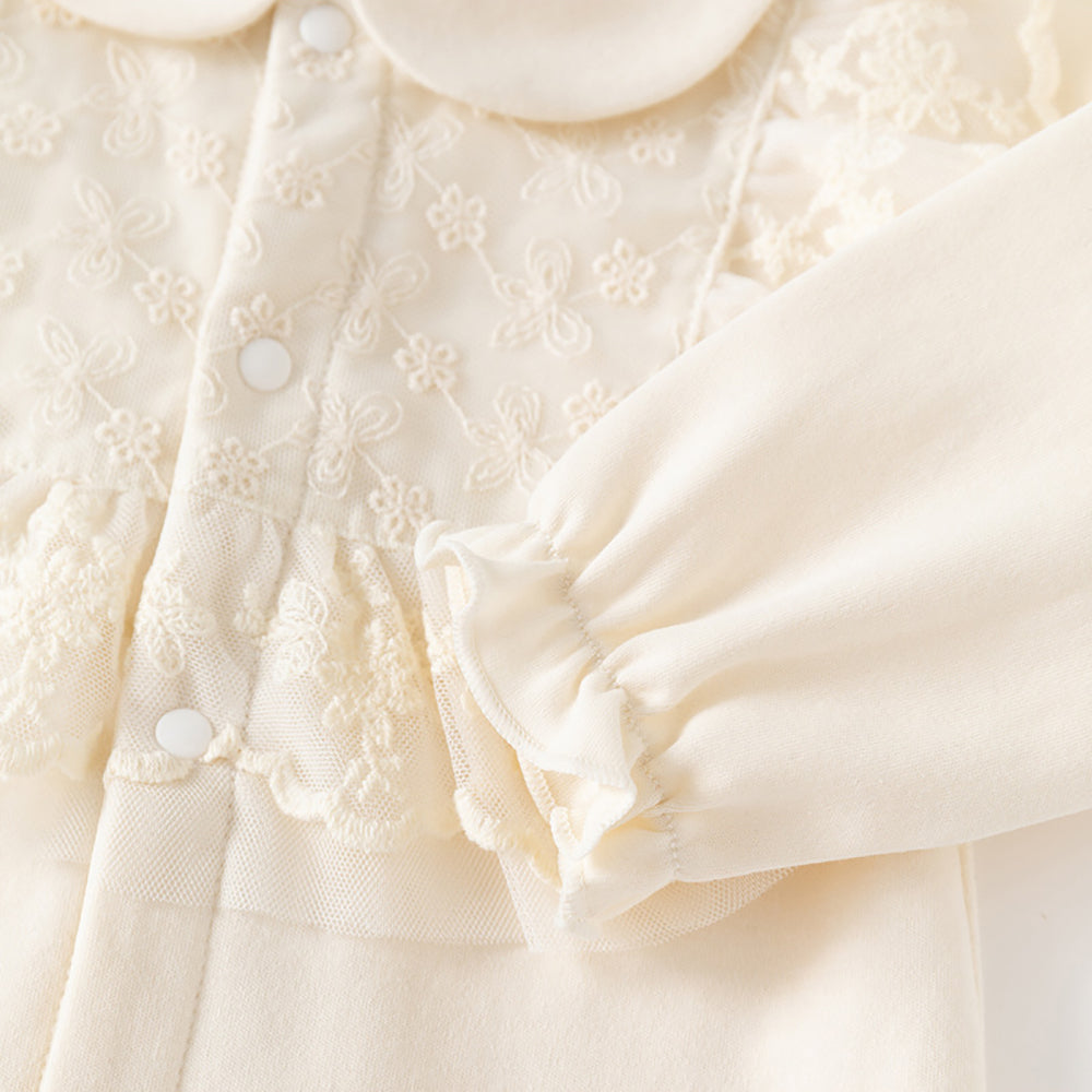 Girls Embroidered Cotton Rompers