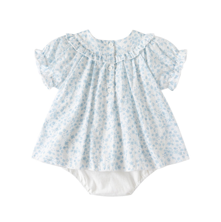 Infant Girls Floral Printed Round Neck Bodysuit