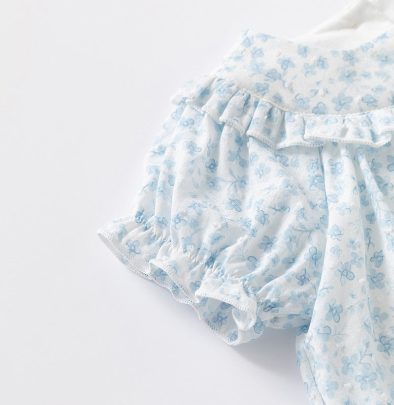 Infant Girls Floral Printed Round Neck Bodysuit