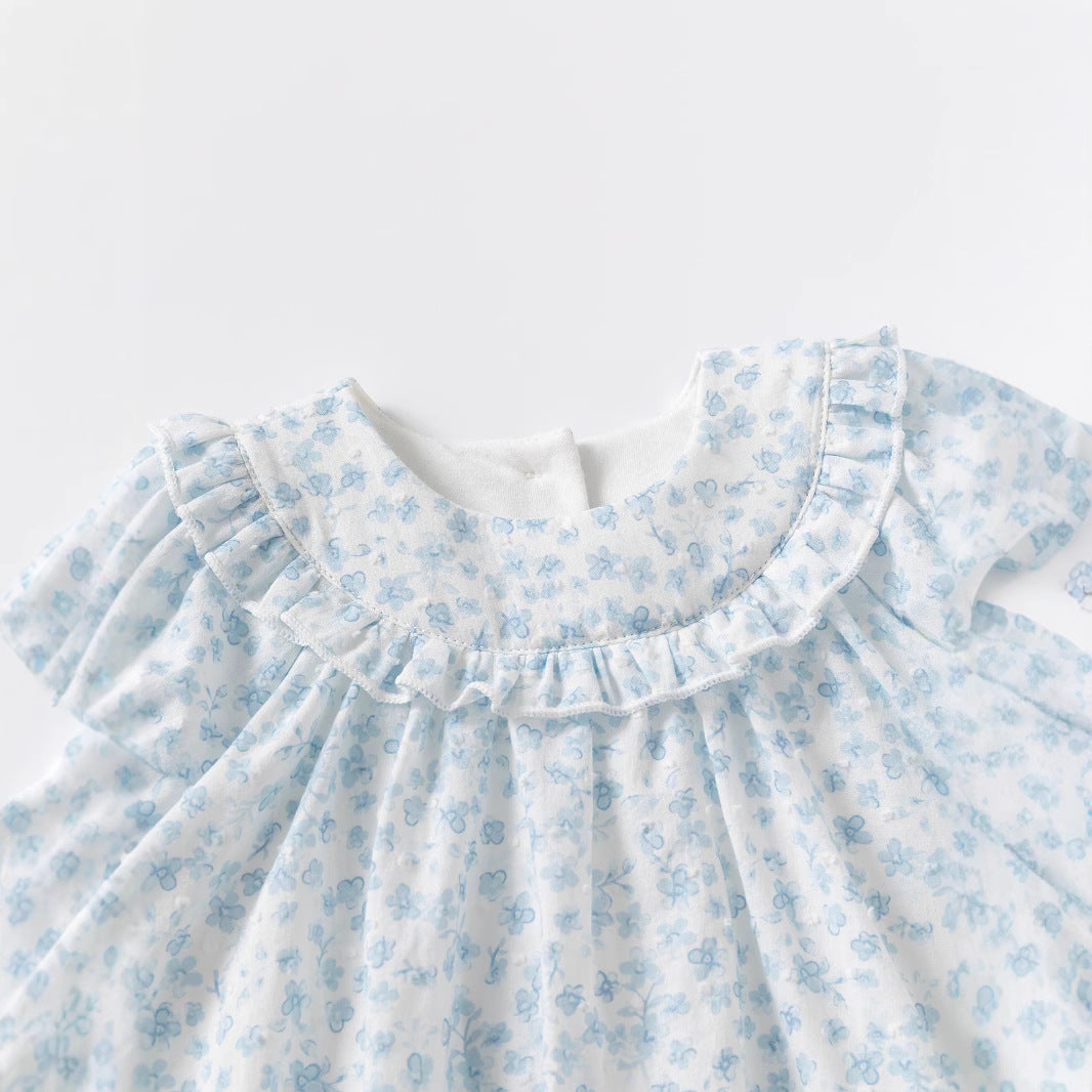 Infant Girls Floral Printed Round Neck Bodysuit