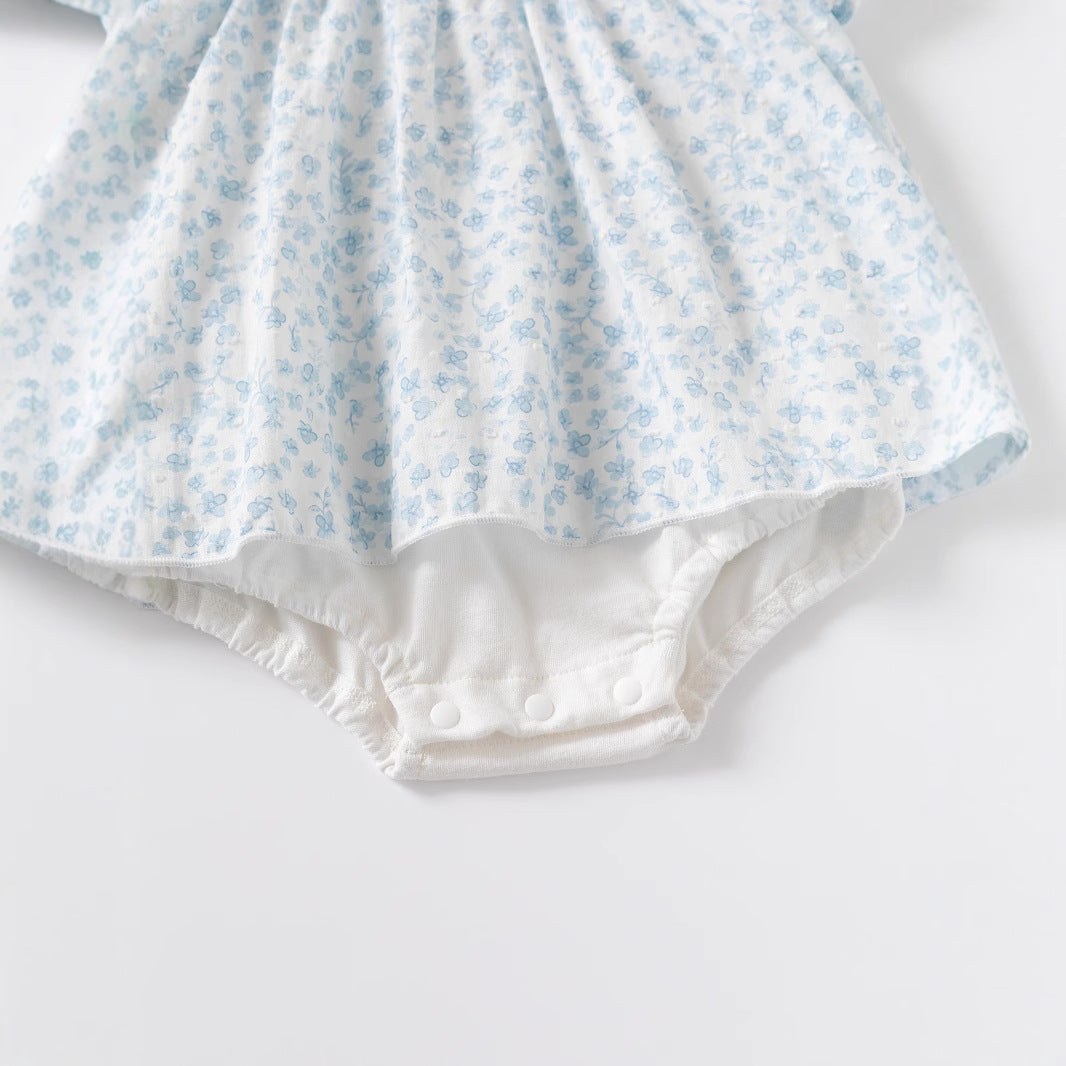 Infant Girls Floral Printed Round Neck Bodysuit