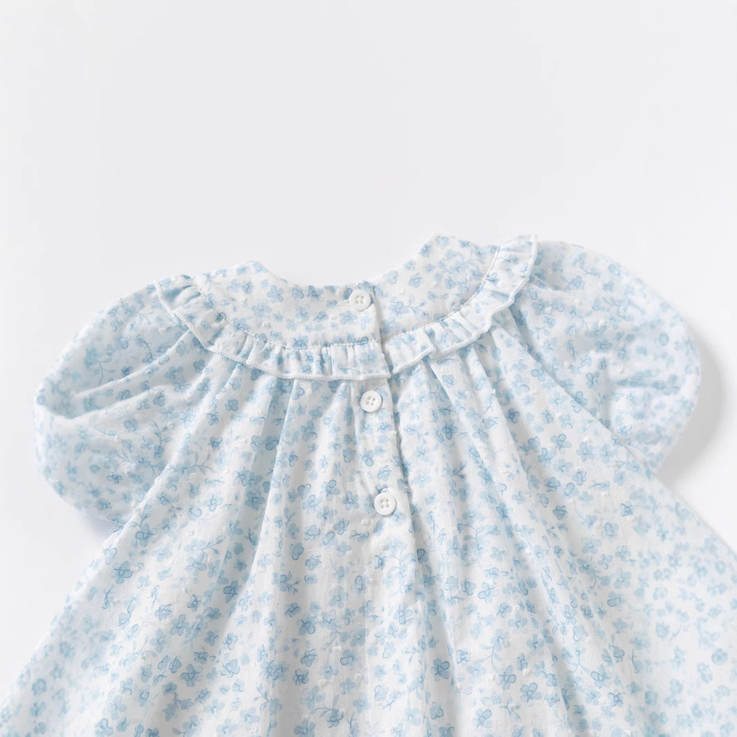 Infant Girls Floral Printed Round Neck Bodysuit