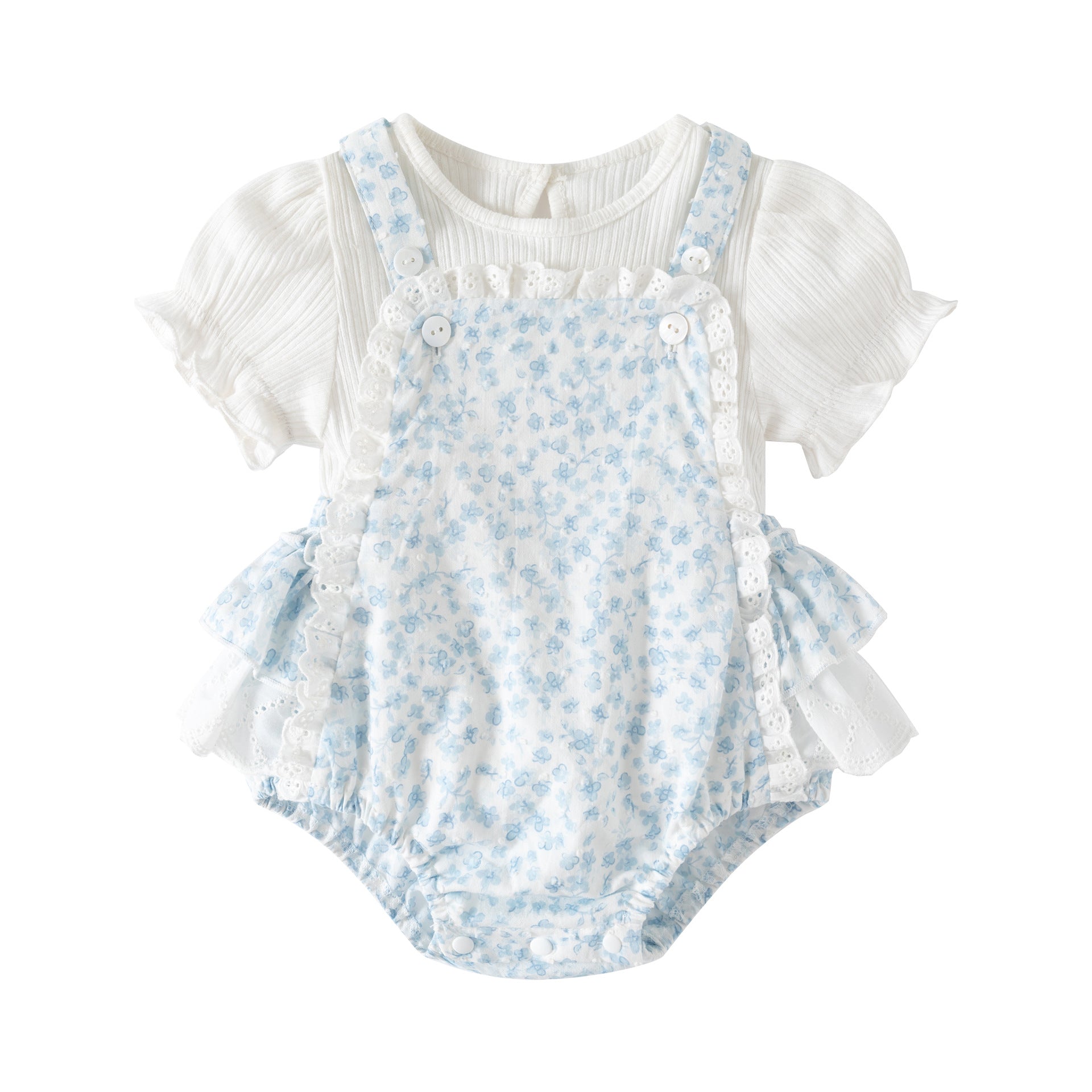 Girls Floral Printed Pure Cotton Tunic With Skirt