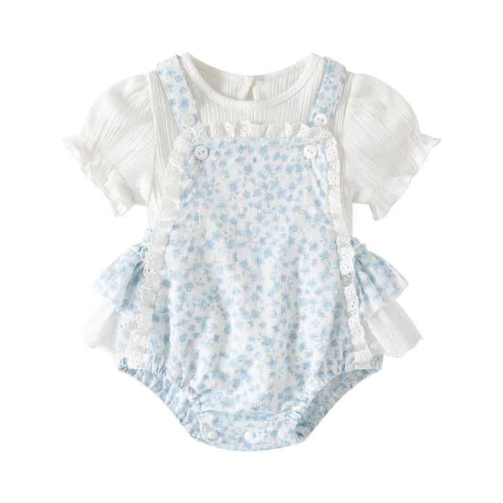 Girls Floral Printed Pure Cotton Tunic With Skirt