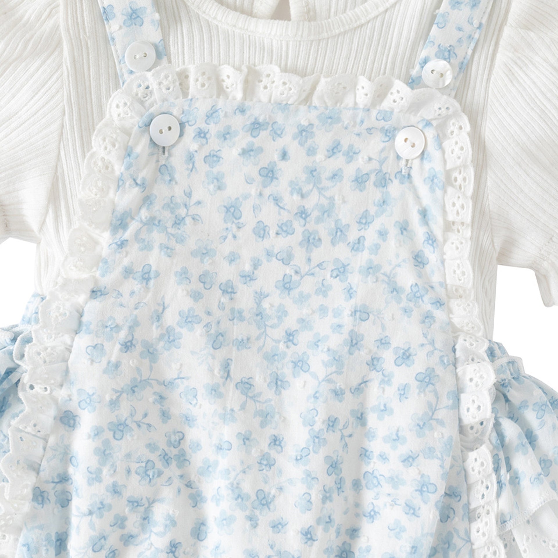 Girls Floral Printed Pure Cotton Tunic With Skirt