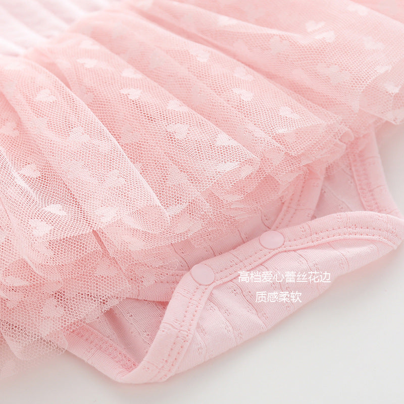 Infant Girls Pink Self Design Cotton Bodysuit