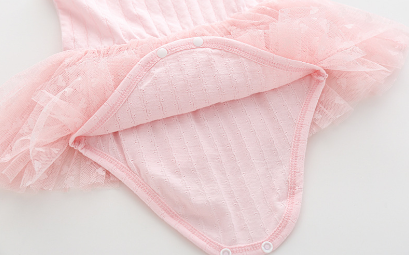 Infant Girls Pink Self Design Cotton Bodysuit