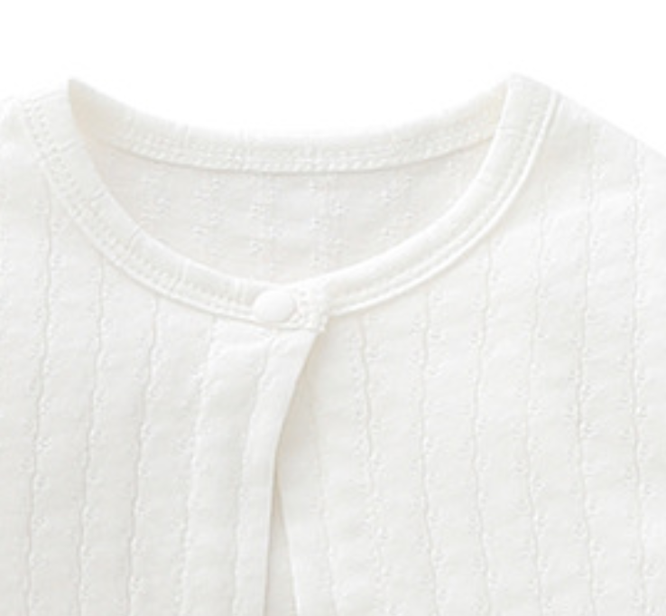 Infant Girls White Striped Long Sleeves Cotton Bodysuit