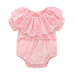 Infant Girls Pink Cotton Schiffli Bodysuit