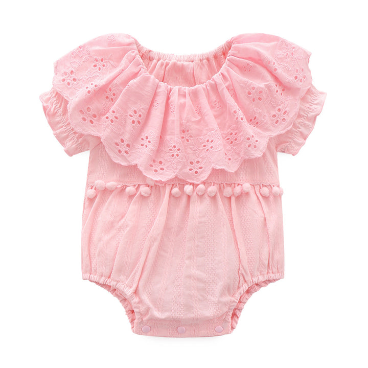 Infant Girls Pink Cotton Schiffli Bodysuit