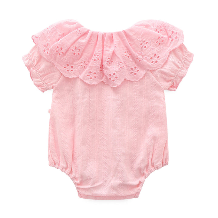 Infant Girls Pink Cotton Schiffli Bodysuit