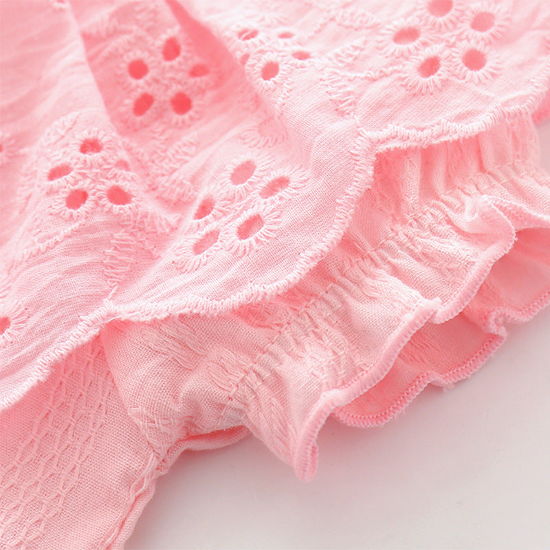 Infant Girls Pink Cotton Schiffli Bodysuit