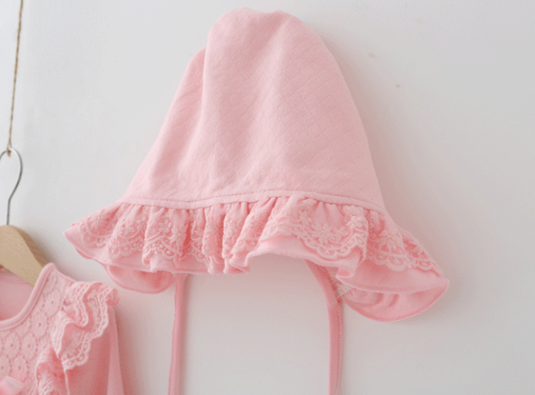 Infant Girls Pink Cotton Rompers