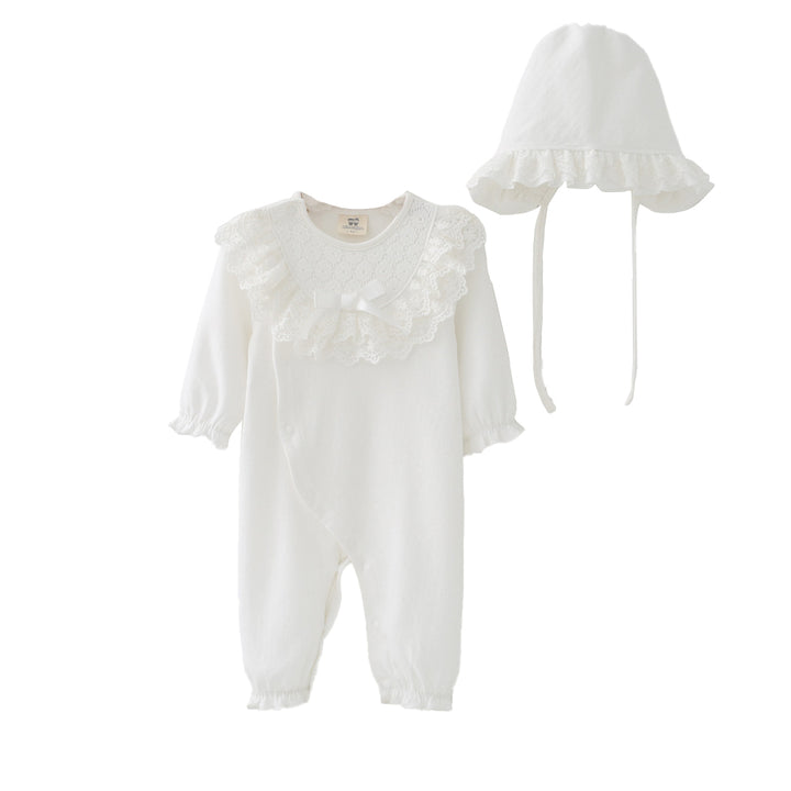 Infant Girls White Pure Cotton Rompers