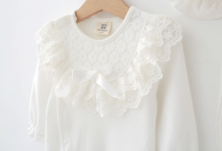 Infant Girls White Pure Cotton Rompers