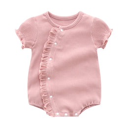 Pink Infants Ruffled Cotton Bodysuit