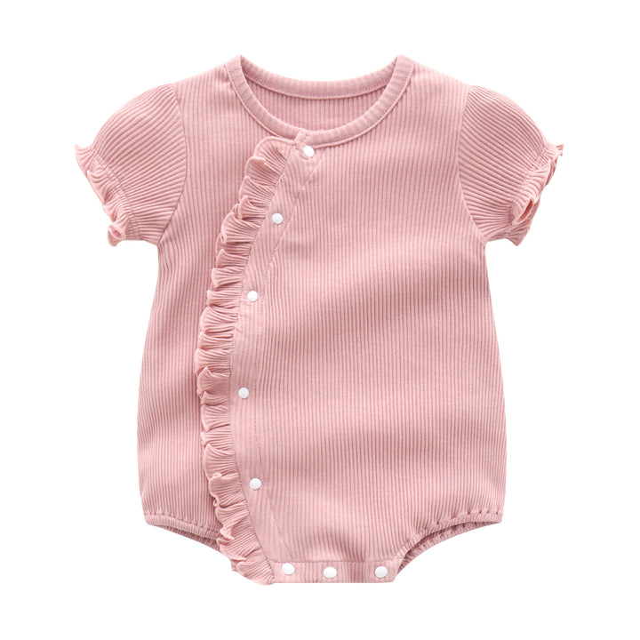 Pink Infants Ruffled Cotton Bodysuit