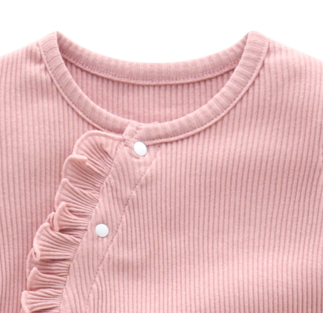 Pink Infants Ruffled Cotton Bodysuit