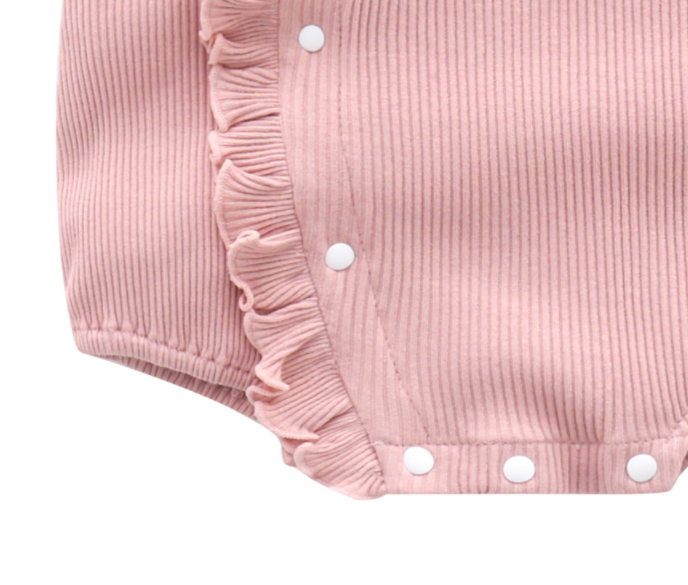 Pink Infants Ruffled Cotton Bodysuit