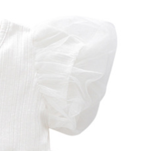Infant Girls White Striped Cotton Fit & Flare Dress With Attached Bodysuit