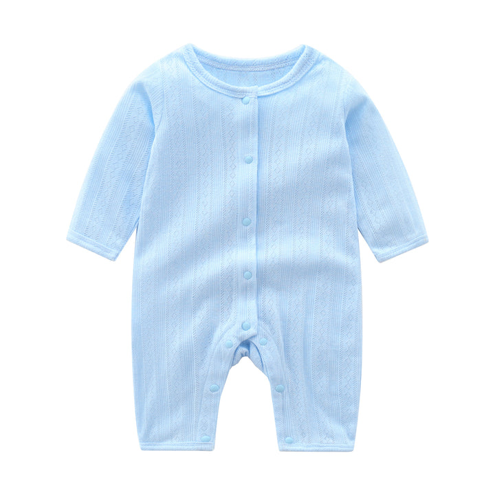 Infant Boys Blue Self-Design Cotton Rompers