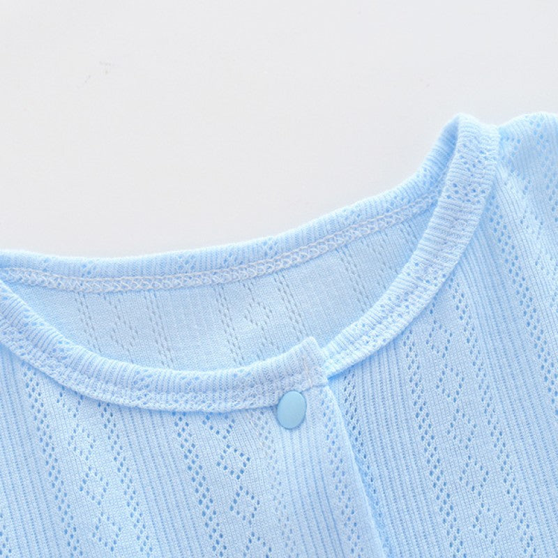 Infant Boys Blue Self-Design Cotton Rompers