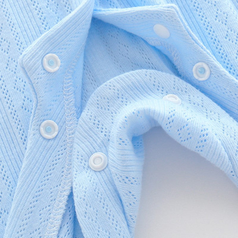 Infant Boys Blue Self-Design Cotton Rompers