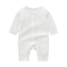 Infants White Self Design Cotton Romper