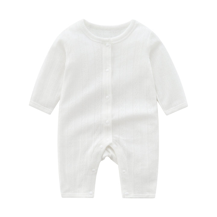 Infants White Self Design Cotton Romper