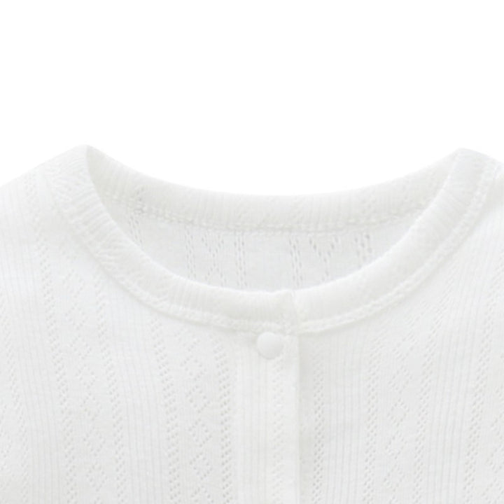 Infants White Self Design Cotton Romper