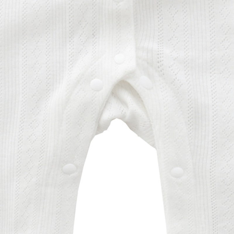 Infants White Self Design Cotton Romper