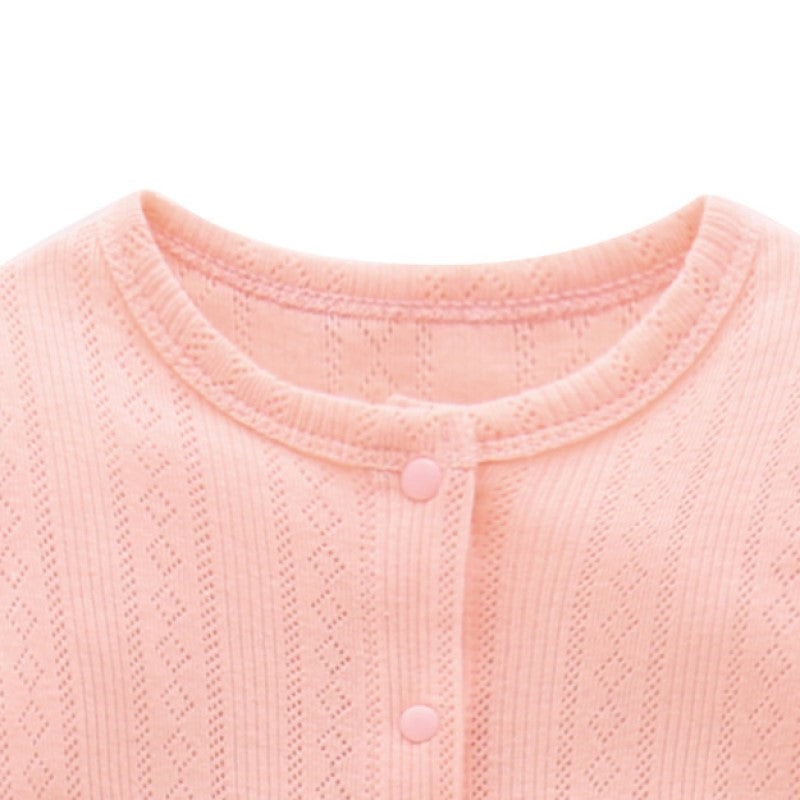 Infant Girls Pink Self Design Cotton Rompers