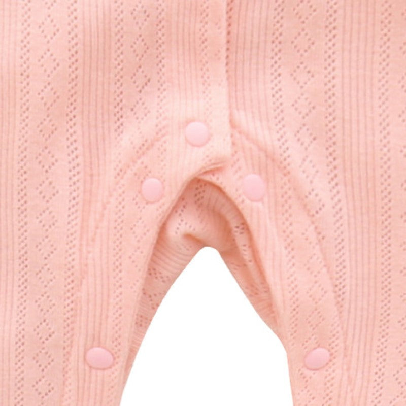 Infant Girls Pink Self Design Cotton Rompers