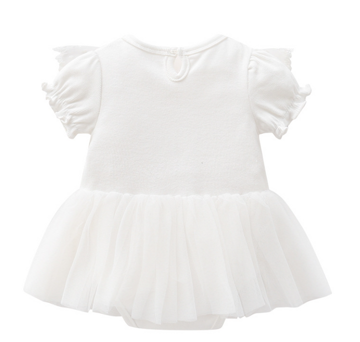 White Infant Girls Cotton Bodysuit & Headband