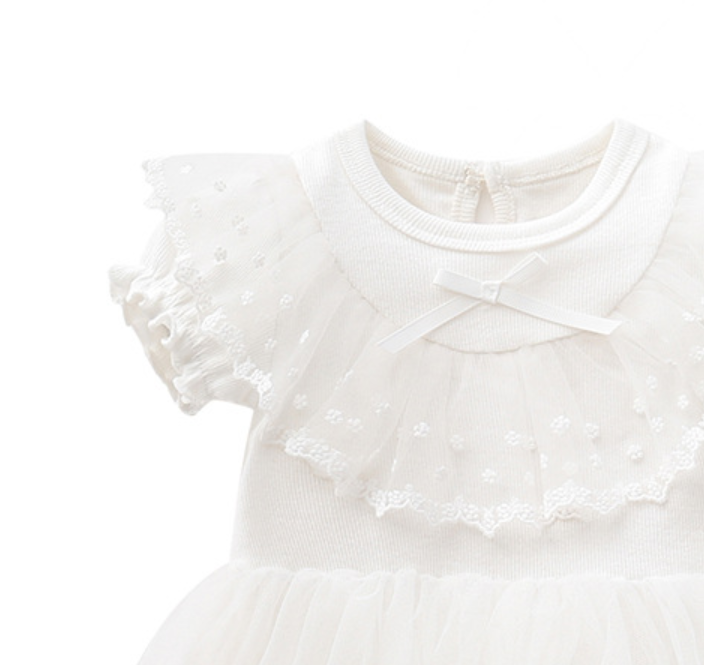 White Infant Girls Cotton Bodysuit & Headband