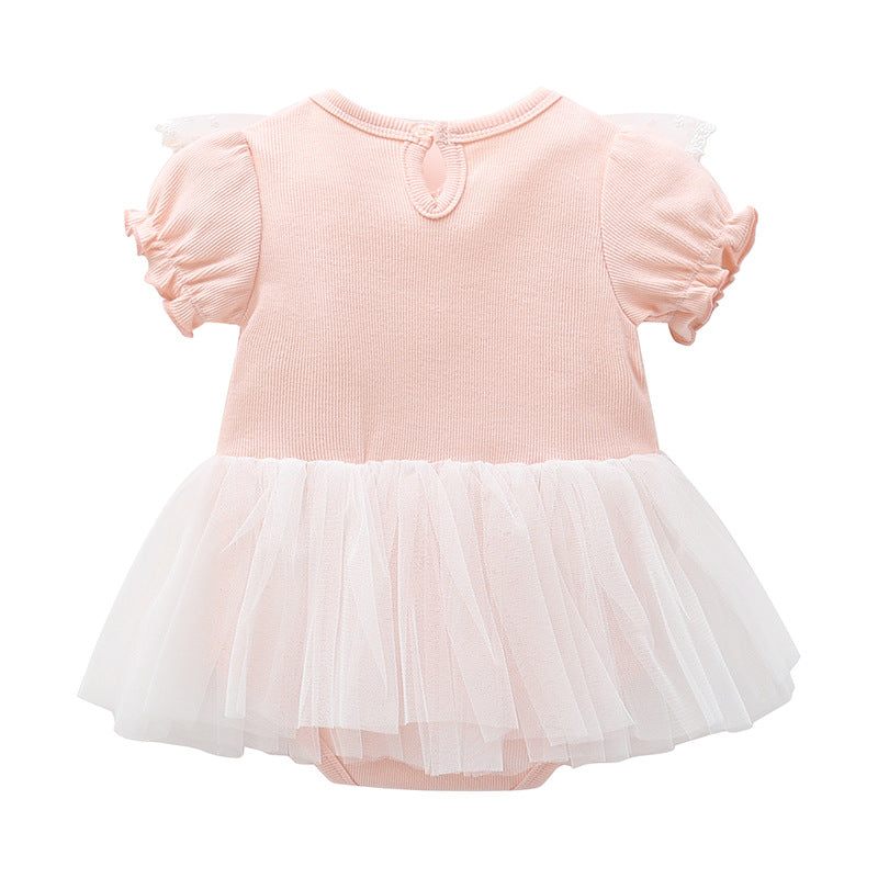 Infant Girls Peach Self Design Cotton Bodysuit With Headband