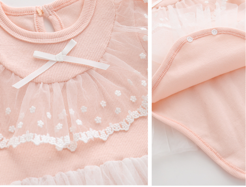 Infant Girls Peach Self Design Cotton Bodysuit With Headband