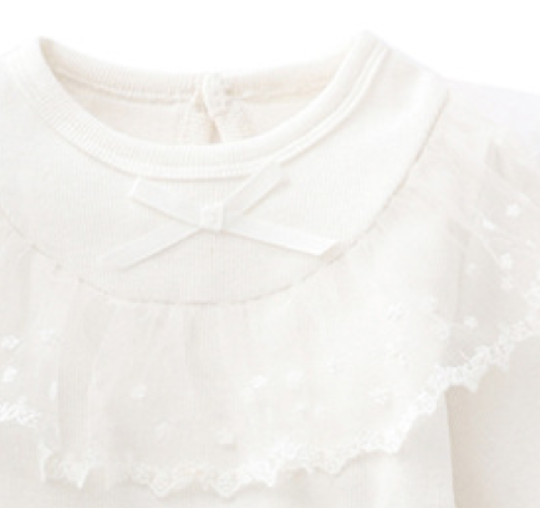 Girls White Self Design Cotton Bodysuit & Headband
