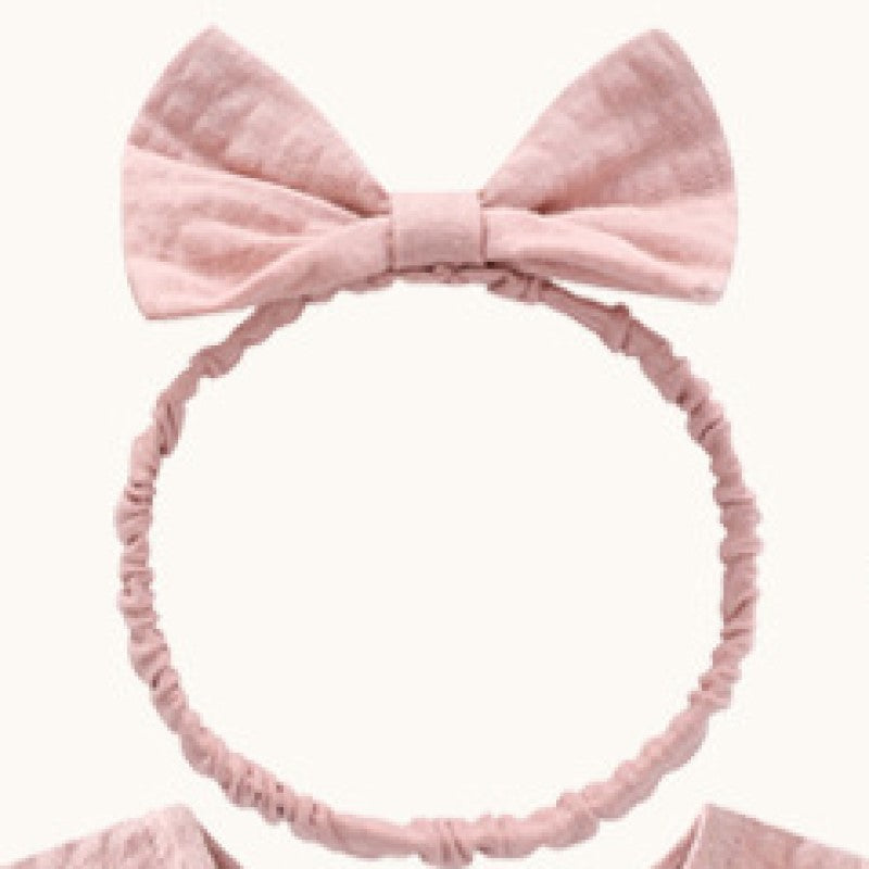 Infants Girls Pink Cotton Rompers With Hairband