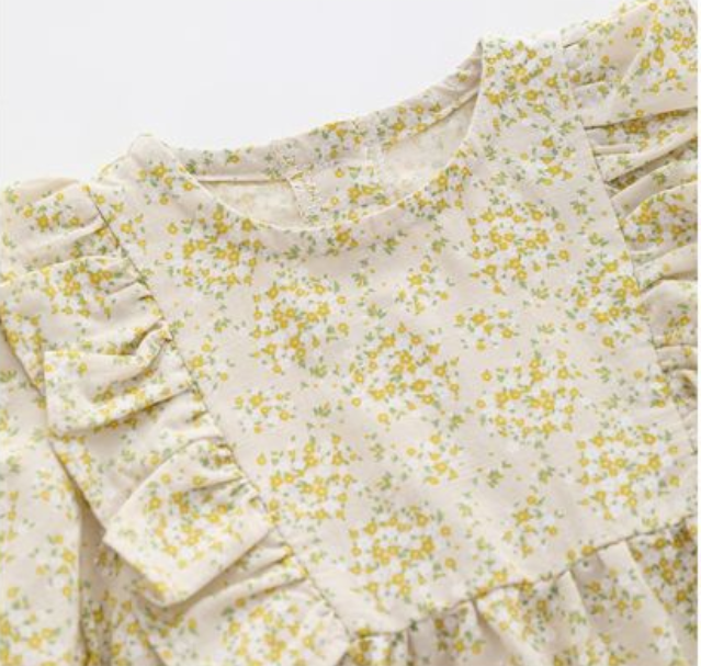 Yellow Infant Girls Printed Cotton Bodysuit & Headband