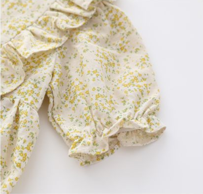Yellow Infant Girls Printed Cotton Bodysuit & Headband