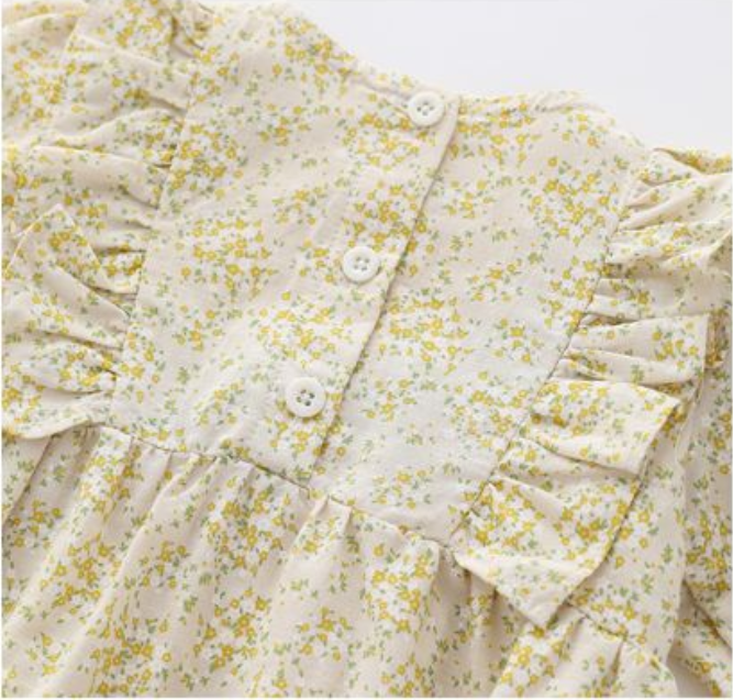 Yellow Infant Girls Printed Cotton Bodysuit & Headband