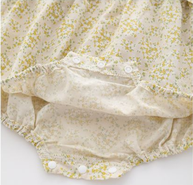 Yellow Infant Girls Printed Cotton Bodysuit & Headband