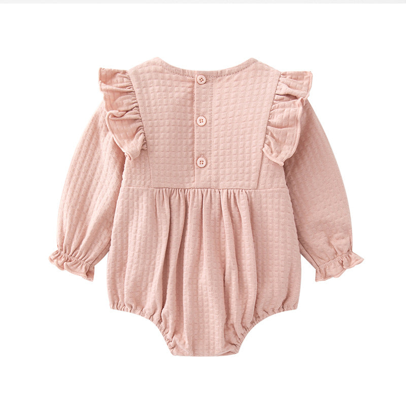 Beige Infants Girls Self Design Cotton Bodysuit & Headcover