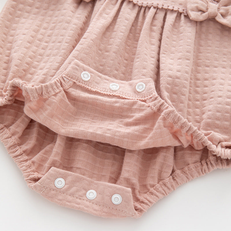 Beige Infants Girls Self Design Cotton Bodysuit & Headcover